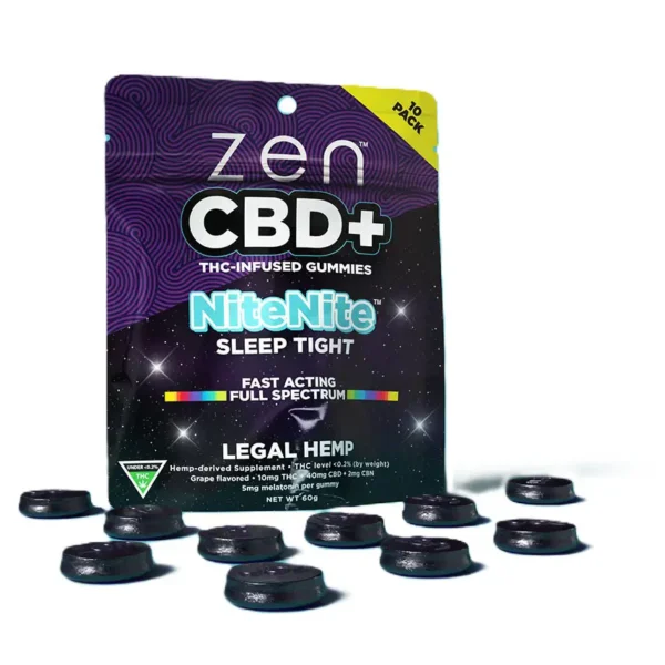 zen cbd thc gummies grape nitenite 500mg